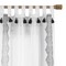 Threadmade Home Shilo Boho Sheer Tab Top Window Curtain Panel with Tassels, Black - 52"W x 84"L